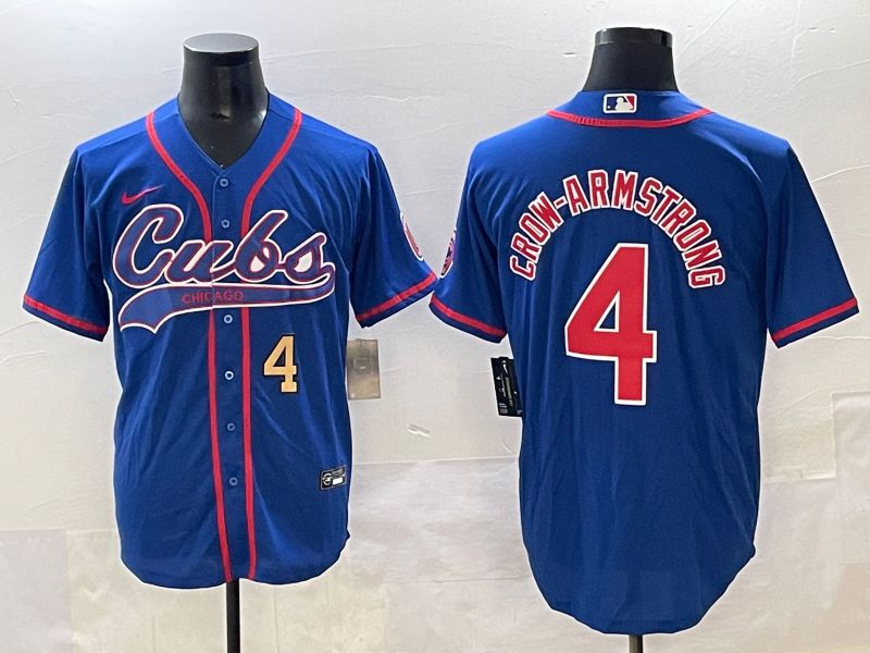 Men 2025 Chicago Cubs #4 Crow-Armstrong Blue Joint Name Nike MLB Jersey style 3->chicago cubs->MLB Jersey